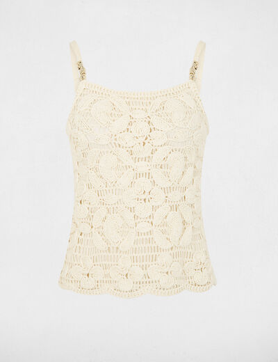Fitted top with thin straps light beige women