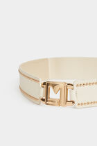 Elasticised belt with studs ivory women