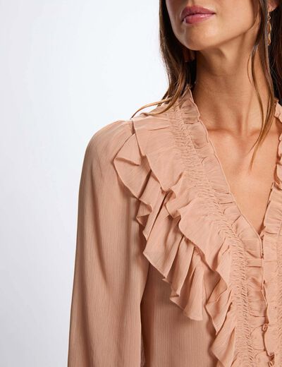 Flowy v-neck shirt lachsrosa women