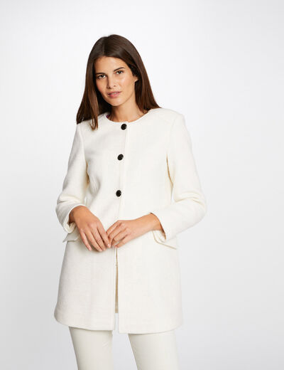 Straight buttoned coat ivory ladies'