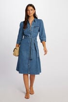 A-line denim shirt dress stone denim women