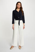 Shirt with notched collar navy blue women