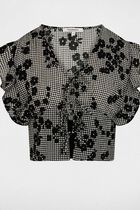 Printed V-neck shirt multicolor women