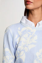 Printed jumper round neck sky blue women