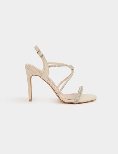 Sandals with rhinestones ivory women
