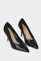 Faux leather heeled court shoes black women