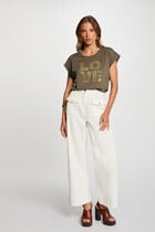 T-shirt with message khaki green women