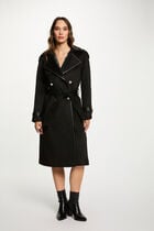 Trench ajusté col tailleur noir femme