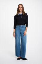 Pull col chemise bleu marine femme