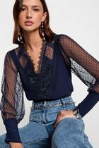 Long-sleeved t-shirt navy blue women