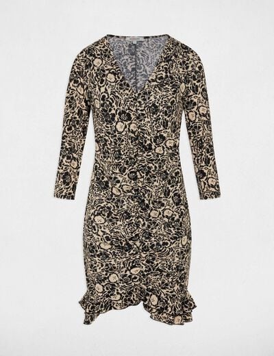 Knitted dress with V-neck multicolor women