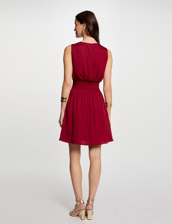 Robe courte droite fluide rouge foncé femme