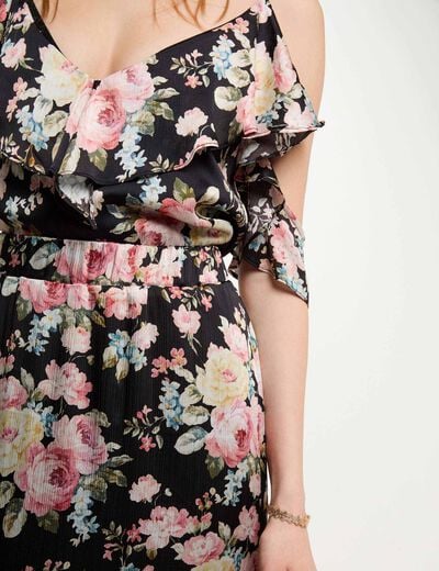 Printed midi skirt ruffles multicolor women