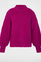 Pull oversize col montant violet femme