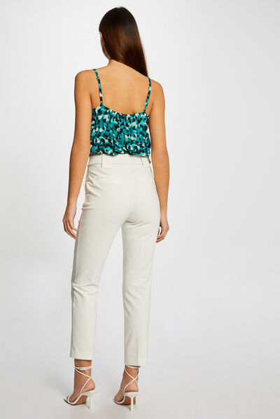 Printed vest top with thin straps green ladies'