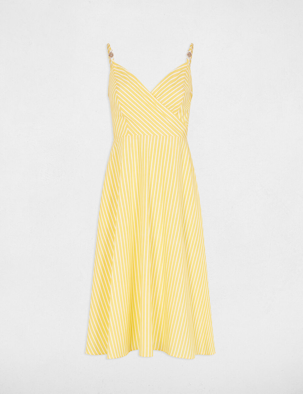 Striped wrap dress light yellow women