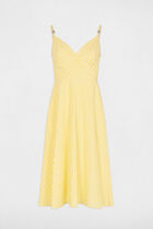 Striped wrap dress light yellow women