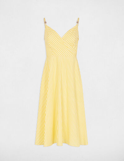 Striped wrap dress light yellow women