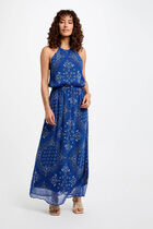 Robe longue droite imprimée multicolore femme