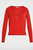 Fitted V-neck sweater red women