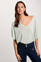 Jumper V-neck light green women