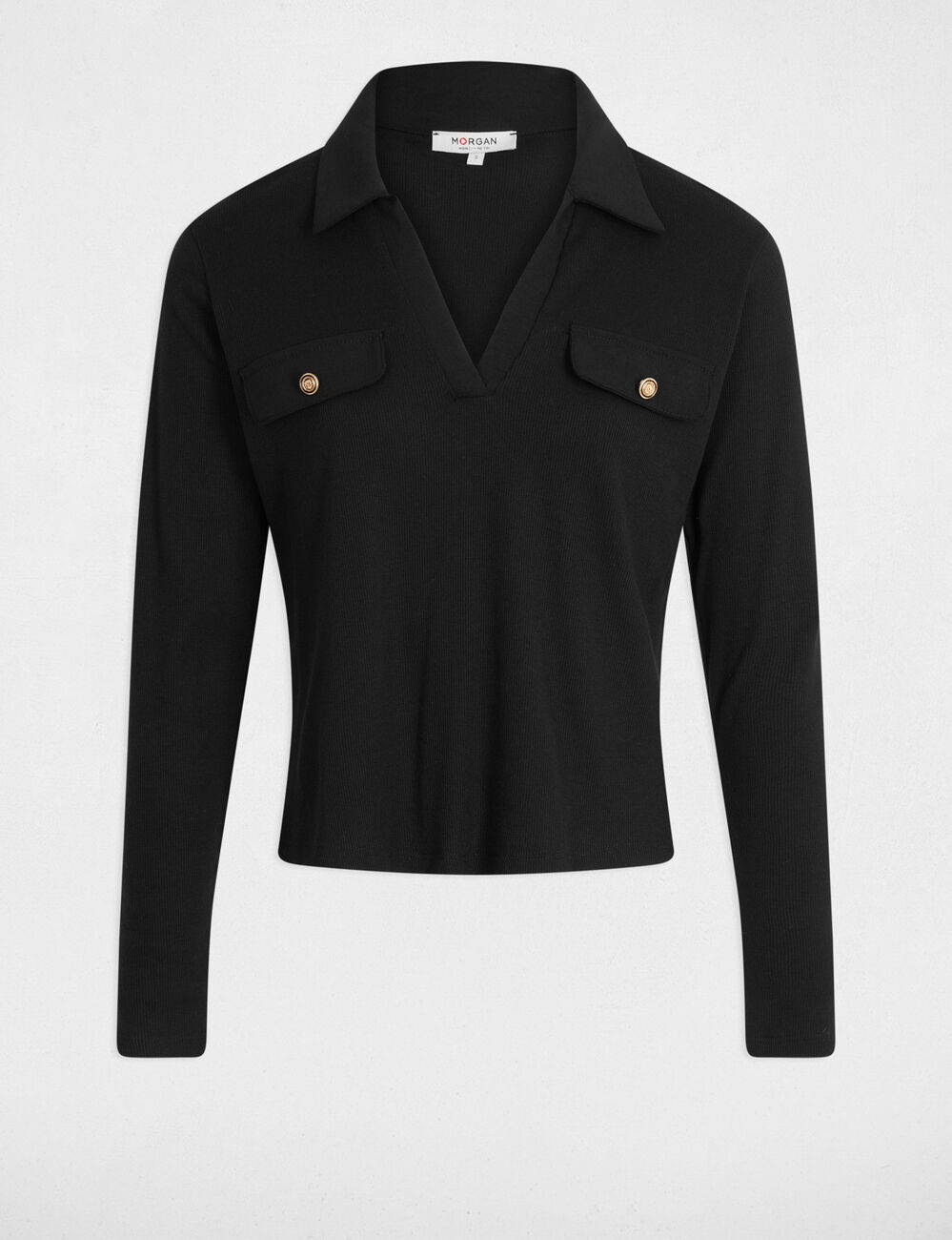Knit with a turn-down collar black women