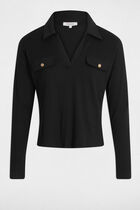 Knit with a turn-down collar black women