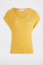 Short-sleeved jumper mustard yellow women