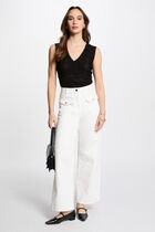 Sleeveless openwork jumper black women