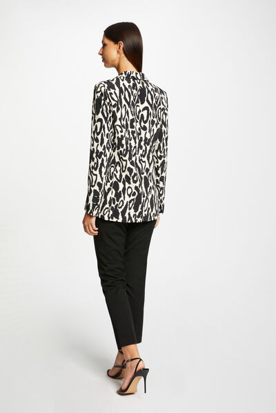 Waisted jacket with animal print multico ladies'