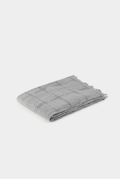 Scarf with rhinestones and fringes mid-grey ladies'
