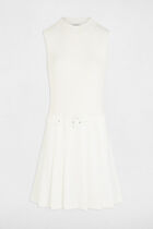 Robe courte droite bas plissé blanc femme