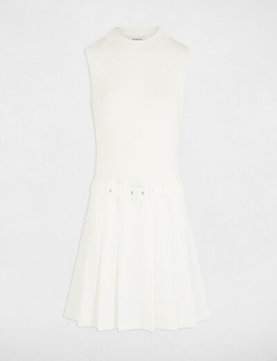 Pleated mini straight dress white women