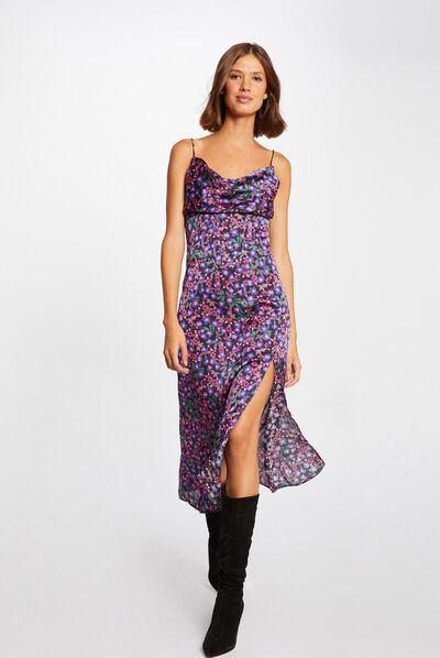 Midi straight dress with floral print multico ladies'