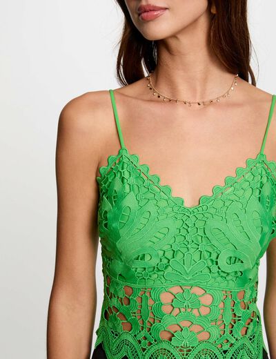 Crop top thin straps green women
