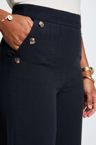Wide leg trousers with buttons navy blue women