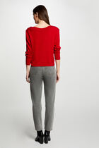 Jumper boat neck with buttons red women