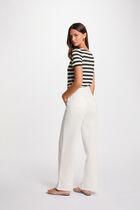 Striped short sleeve T-shirt white women