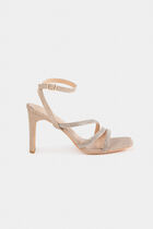 Sandals with heels and spangles sand women