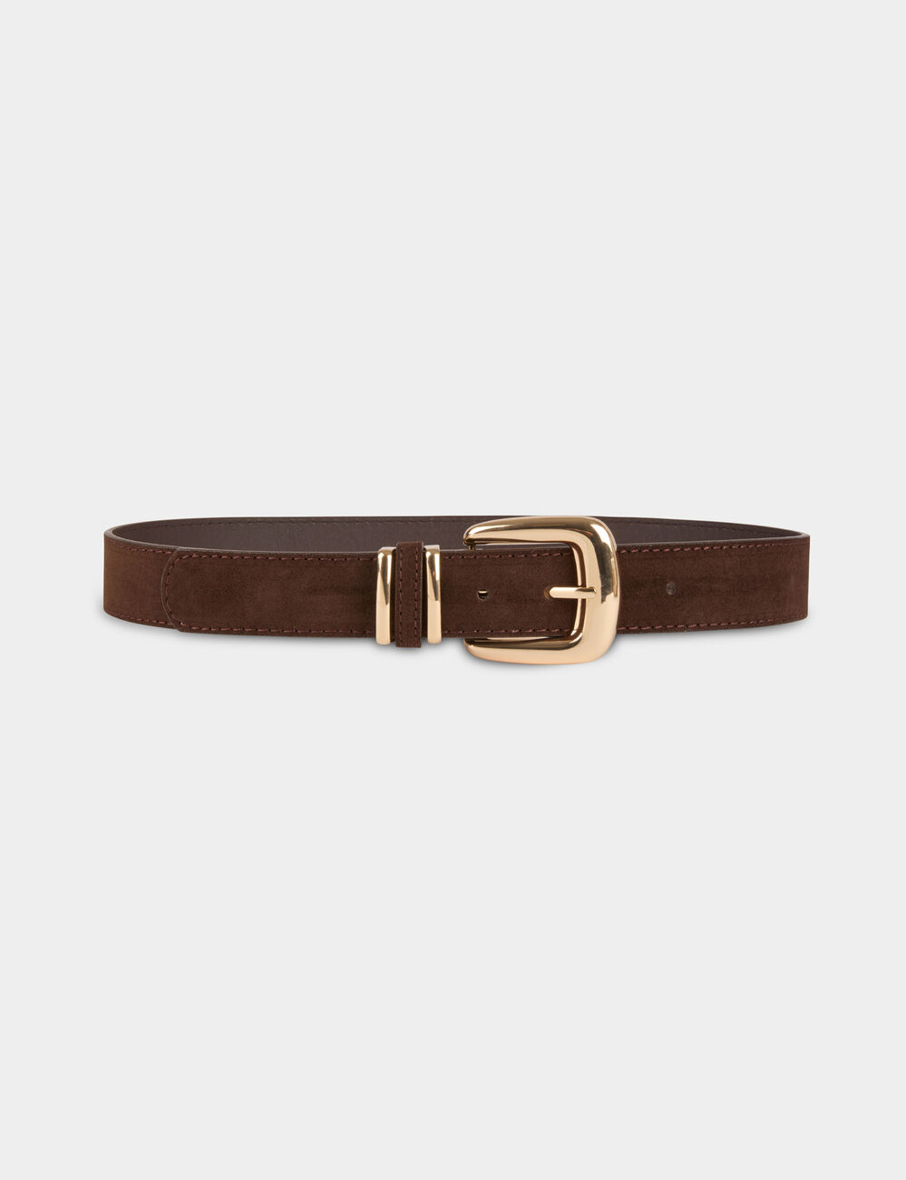 Thin faux leather belt dark brown women