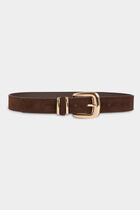 Thin faux leather belt dark brown women