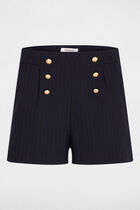 High-waisted shorts with buttons navy blue women