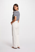 T-shirt manches courtes rayé blanc femme