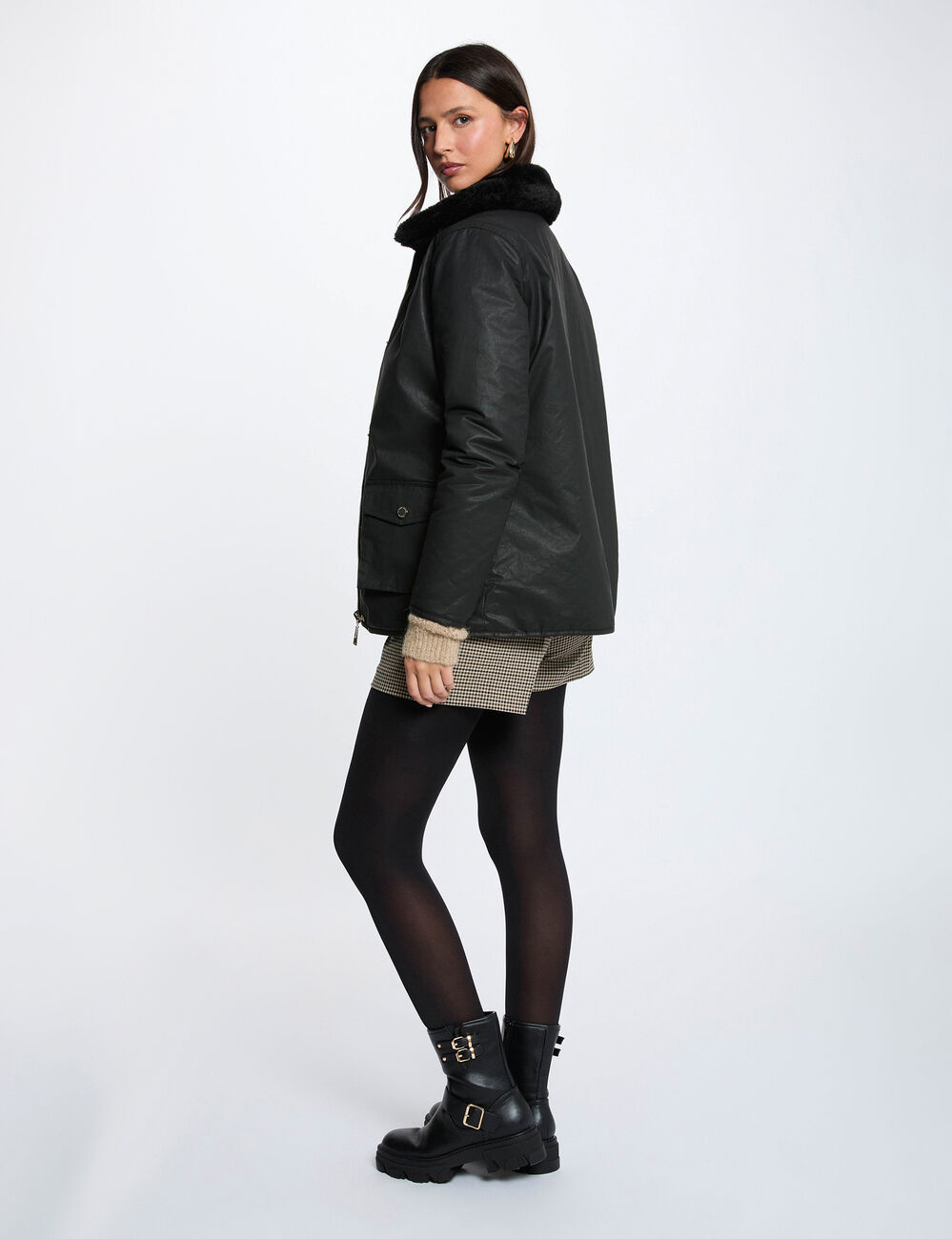 Reversible coated parka black women