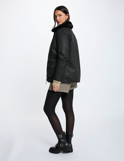 Reversible coated parka black women