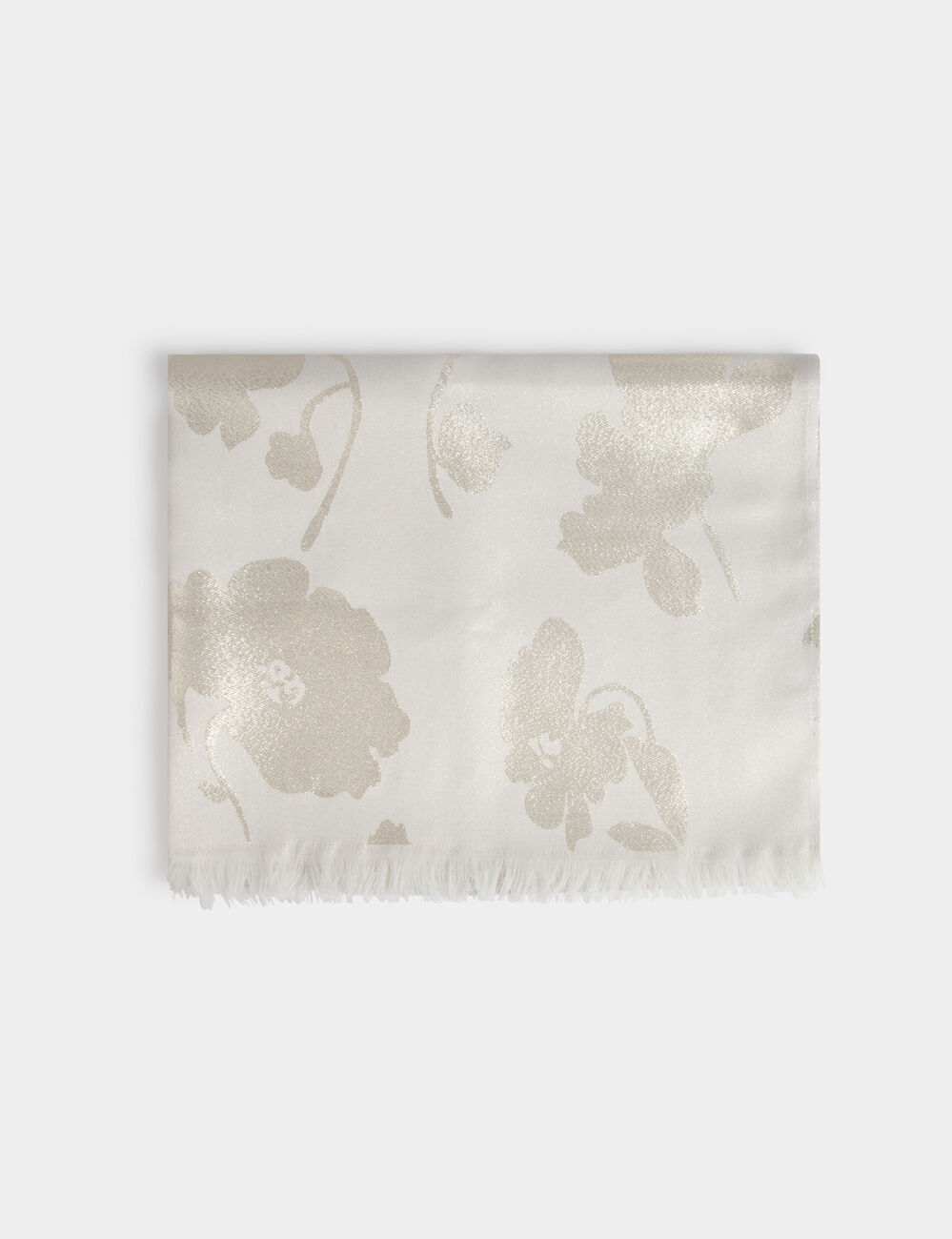 Metallic thread scarf ivory women