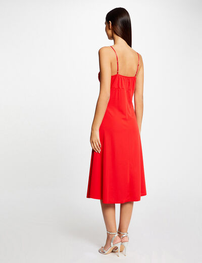 Loose A-line dress with straps red ladies'