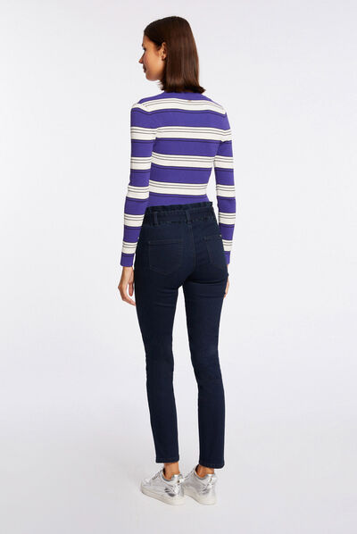Long-sleeved jumper with stripes purple ladies'
