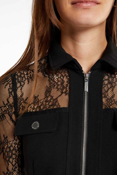 Zipped fitted dress lace sleeves black ladies'