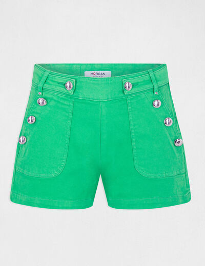 Fitted short with buttons green women